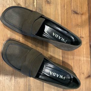 Prada Brown Suede Penny Loafers